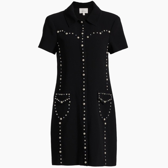 Cinq à Sept Florencia Studded Mini-Shirtdress Black - Picture 6 of 7